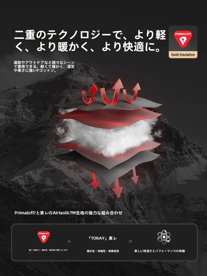 pelliot 中綿ジャケット ユニセックス 軽量 防風 フード付き アウトドア 秋冬「Primaloft Gold」