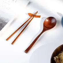 楠木製の長柄スプーンと箸【持ち運びに便利・ランチ用・木製食器】（セットアップ対応）