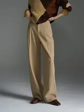 横開きポケット付き カジュアルストレートパンツ【秋用・通勤・極簡デザイン】