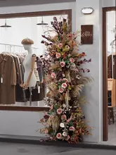 花門 撮影シーン レトロスタイル 大型フェイクフラワー 花柱 コーヒーカラー