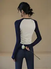 女性用 ヨガウェア【スポーツトップ・タイトフィット・長袖・ランニング・トレーニング】