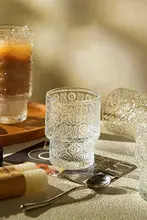 Tlife Flos 浮彫りガラスカップ【気泡ジュース・ビールカップ・中古品】