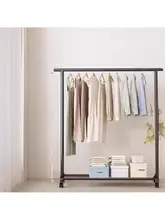省スペース室内用ハンガーラック【スタンド式・二重ロッド・バルコニー対応】