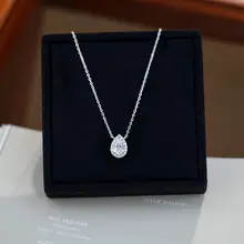 高品質S925純銀製 水滴デザインネックレス【5A高炭素ダイヤモンド・エレガント・ロングネックライン】