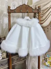 白色の毛絨むすび蝶結び付きカシミアケープ【ロリータスタイル・暖かい】