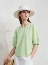 デザイン性のあるパフスリーブ白シャツ【ルーズフィット・フレンチスタイル】