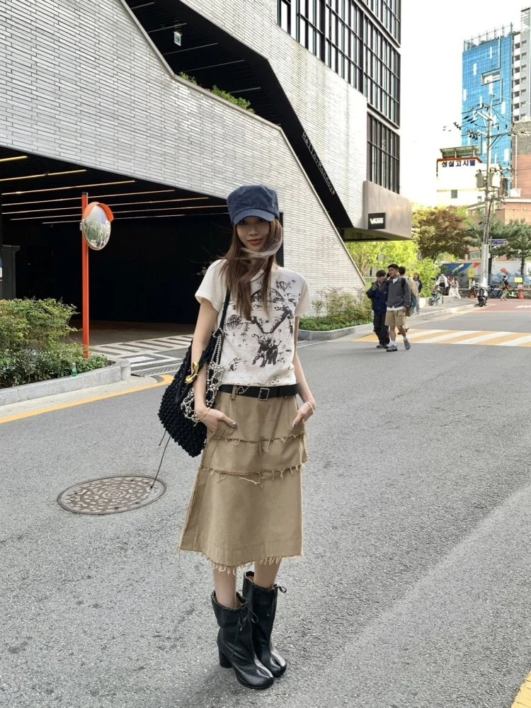 リバーシブルデザインのフリンジ付きAラインショートスカート：夏服レディーススカートの通勤シーンに最適な選択肢