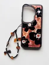 スマホケース マザーオブパール 花柄 シンプル 光沢 耐衝撃 カーキ ブラック 黒枠 iPhone 18 Pro 17 Pro Max Huawei 対応「ssself」