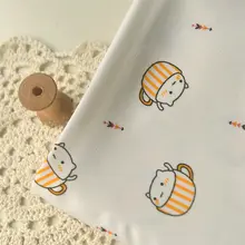 オフホワイト ティーカップ 猫厚手シフォン生地