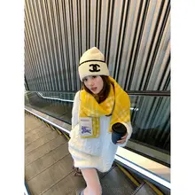 秋冬用 長袖トレンドニットセーター【白・コットン・ゆったり・ロング丈】