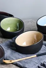 創意アイスクラック釉薬セラミックボウル【家庭用・ご飯・デザート・斜め口・ユニーク形状】
