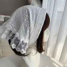 三角バンダナ レディース レース フリル ウエストスカーフ ヘアアクセサリー レイヤード おしゃれ 春 夏