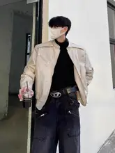 メンズバイカージャケット【PUレザー・復古風・翻転襟・スタイリッシュデザイン】