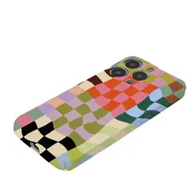 春の爽やかチェック柄デザインの二重構造スマートフォンケース【iPhone・Huawei・Xiaomi・OPPO対応】