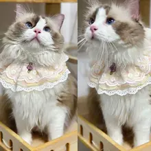 かわいいレースのペット用スカーフ【猫・犬用・プリンセスデザイン・首輪付き】