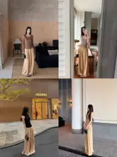 リネン混合のシワ加工ワイドパンツ【落ち感・カジュアルスタイル】（セットアップ対応）