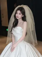 シャンパンカラーのボリュームベール【花嫁用・結婚式・フォトプロップス】