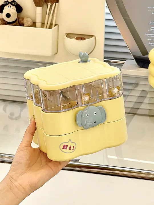 可愛らしいぞう型ジュエリーボックス【防塵・耳飾り・ネックレス・指輪収納用】