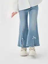 春用 女児用 スリムフィット デニムフレアパンツ【子供用・ストレッチ素材】（セットアップ対応）