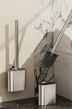 吸盤付きシリコン製トイレブラシ【壁掛け式・角に最適・長柄タイプ】
