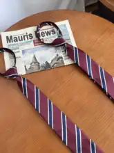 ストライプデザインの学院風ジッパー付きブラウス【ノー打孔・ベーシックアイテム】
