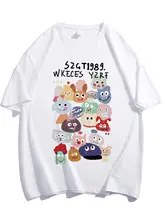 カジュアルな女性用ビンテージ風半袖Tシャツ【オーバーサイズ・純綿・アニメプリント・デザイン性】