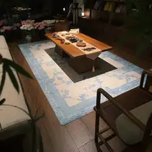 中国風のフラワーデザインラグ【洗濯可能・リビング・寝室・ソファ用】
