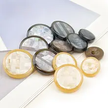 樹脂製ボタン【貝殻調・モザイクデザイン・ファッション用】