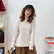 冬の雰囲気漂うハイネックニットトップス【デザイン性のある袖口・極上の柔らかさ】