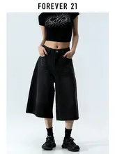 Forever 21 アメリカン ブラック グレー クロップド ジーンズ