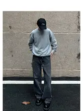 極上の柔らかさのコットン混合クルーネック長袖パーカー【シンプルデザイン・メンズ用】