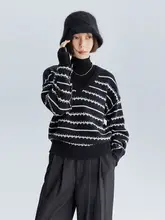 Dotdrobe ウール混合Vネックニットトップス【リバーシブル・秋冬用・女性】