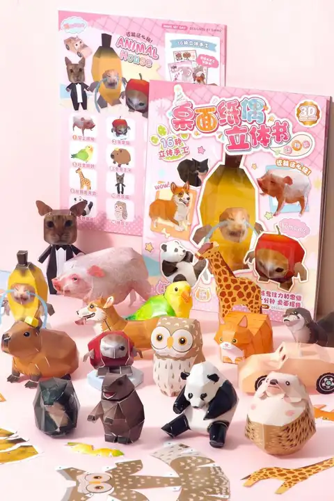 DIYデスクトップ用3Dペーパーキャラクター【カット不要・解消・かわいい・クラフト組み立て】