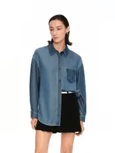 深浅水洗デニムのゆったりHラインシャツ【夏用・カジュアル】