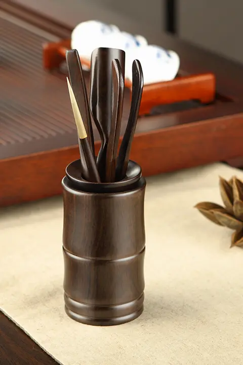 KP8 黒檀木製 茶道六君子セット【茶夹・カップ夹・功夫茶具・茶道アクセサリー】