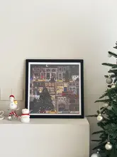 クリスマス装飾アートパネル【冬のライト・リビング用・カートゥーンデザイン】