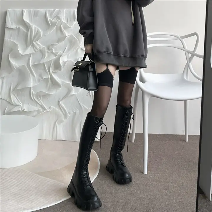 ガーターストッキング レディース レース 極薄 セクシー サイハイ レッド ブラック 秋