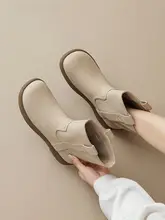 秋冬用 レトロデザインのショートブーツ【スエード・太ヒール・チェルシーブーツ】