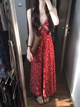 レース切り替えのフラワープリントワンピース【レトロスタイル・秋用・タンクトップ・体型カバー】