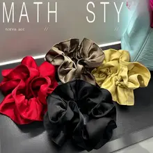 シンプルで高級感あるサテン仕上げのフリル付きヘアゴム【丸みを帯びたデザイン・女性用】
