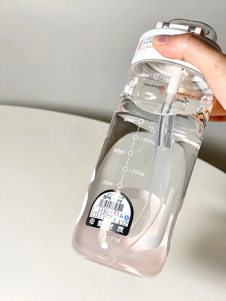 高品質のキャラクター付きストロー水筒【トライタン製・耐熱・大容量・女性向け】