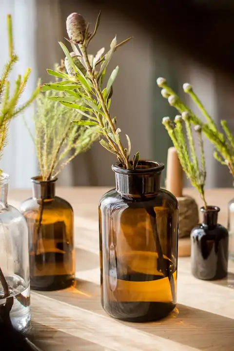 ガラス製小花瓶【水耕植物・インテリア装飾用・デスクやテーブルに最適】