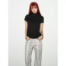 半高リブデザインのアメリカンスタイルTシャツ【涼感・フィット感・通勤にも最適】