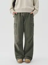 714street メンズ ゆったりワイドストレートワークパンツ【アメリカンヴィンテージ・水洗い加工・厚手】