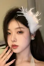 高級感あるフェザーサイドクリップ【オーストリッチ羽根・ヘアピン・バネ式】