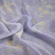 優雅な淡紫色の雪蓮プリント天使繊維シフォン生地の春夏用ドレス【透け感・子供用・漢服スタイル】