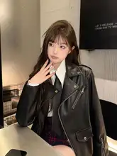 秋季用 ブラック PU 革ジャン【男女兼用・極上の柔らかさ・ゆったりシルエット】