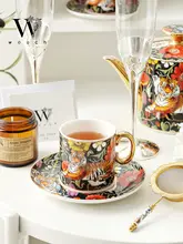 可愛い虎デザインのコーヒーカップセット【高級ギフトボックス入り・一壺四杯・新婚祝いや卒業祝いに最適】（セットアップ対応）