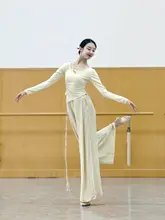 クラシックダンス用長袖トップス【Vネック・現代舞踊・ヨガ適用】