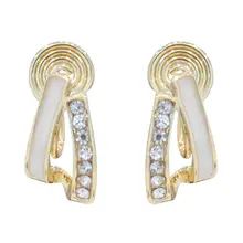 穴あけ不要！ダブルレイヤーの冷淡風イヤリング【シリコン製・女性用・エレガントデザイン】